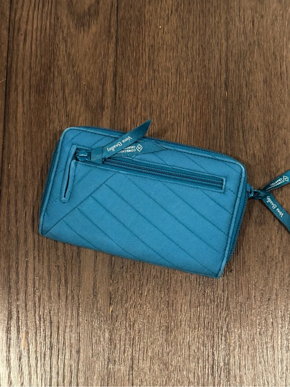 Vera Bradley Glenna Satchel NWT & Turn Lock Wallet Bundle Black + Teal Quilted - Picture 5 of 8